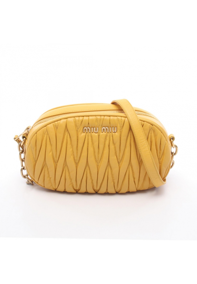 Miu Miu Pre-Loved MIU MIU MATELASSE matelasse chain shoulder bag lambskin yellow