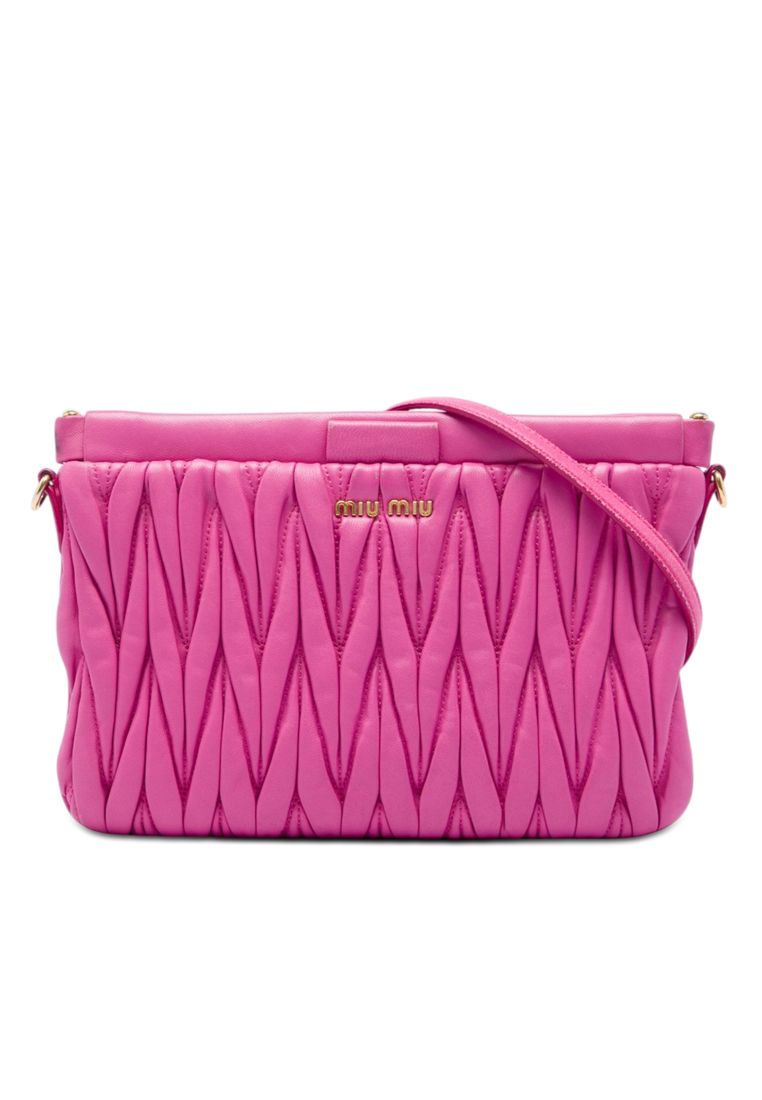 Miu Miu Pre-Loved Miu Miu Matelasse Nappa Frame Clutch With Strap