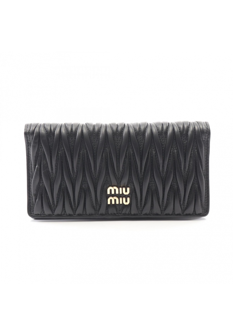 MIU MIU Pre-Loved MIU MIU matelasse Bi-fold Long Wallet leather black