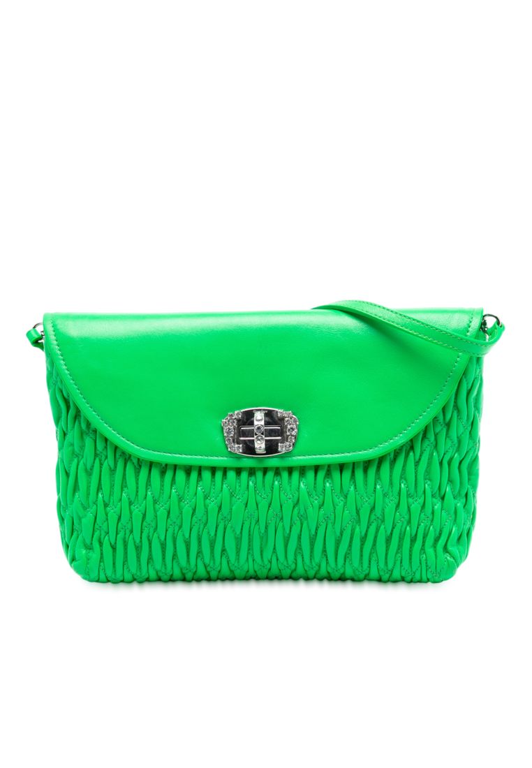 Miu Miu Pre-Loved Miu Miu Matelasse Leather Crystal Flap Shoulder Bag