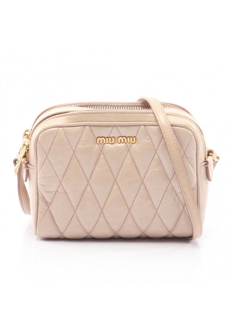 Miu Miu Pre-Loved MIU MIU MATELASSE matelasse Shoulder bag leather light beige