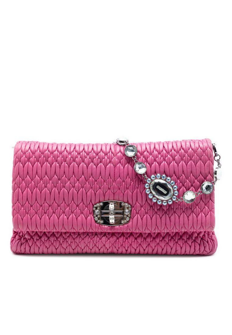 Miu Miu Pre-Loved Miu Miu Matelasse Nappa Crystal Chain Satchel
