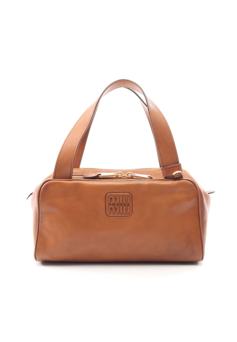 MIU MIU Pre-Loved MIU MIU VITTELO ANTIC Handbag leather Brown