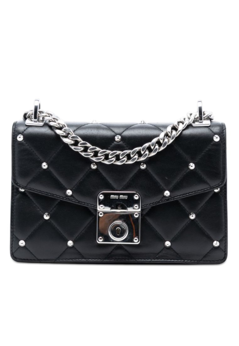 Miu Miu Pre-Loved Miu Miu Studded Matelasse Nappa Flap Crossbody