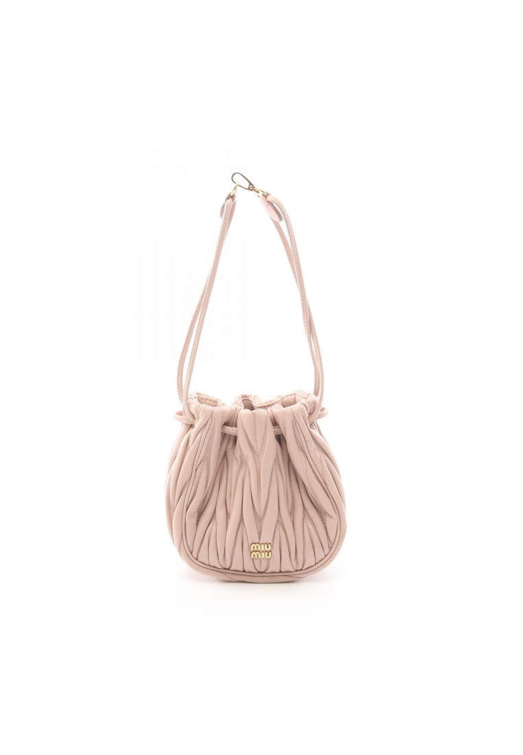 Miu Miu Pre-Loved MIU MIU matelasse Pouch Handbag leather pink beige