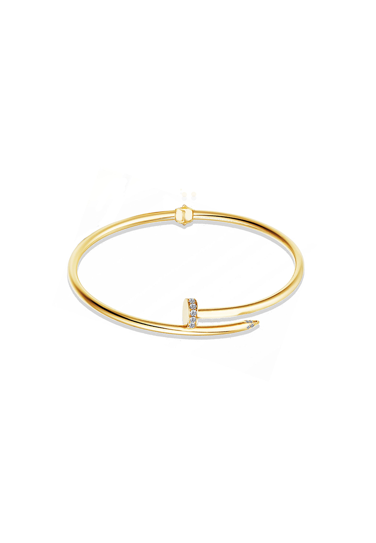 MJ Jewellery 375/9K Gold Nail Bangle G14 (L Size)