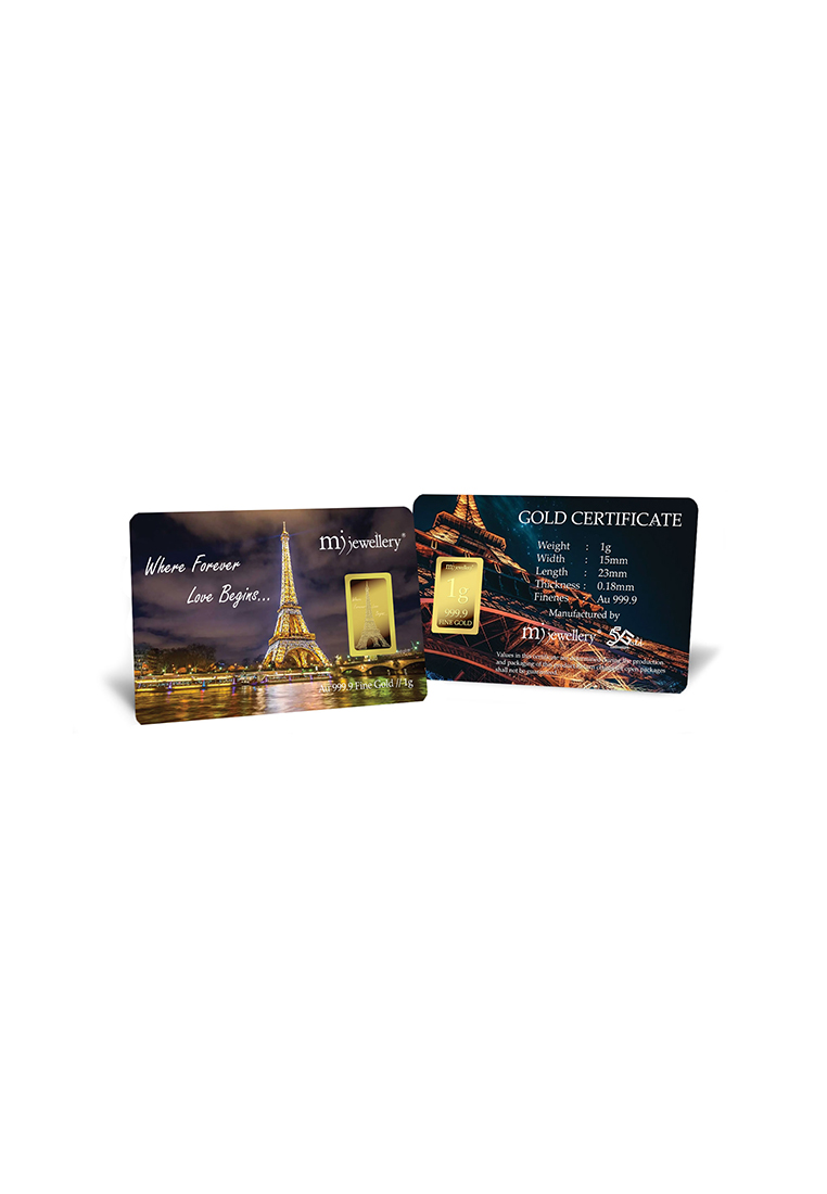 MJ Jewellery 5G Gold Collection 999.9/24K Eiffel Tower Series Gold Bar (1g)