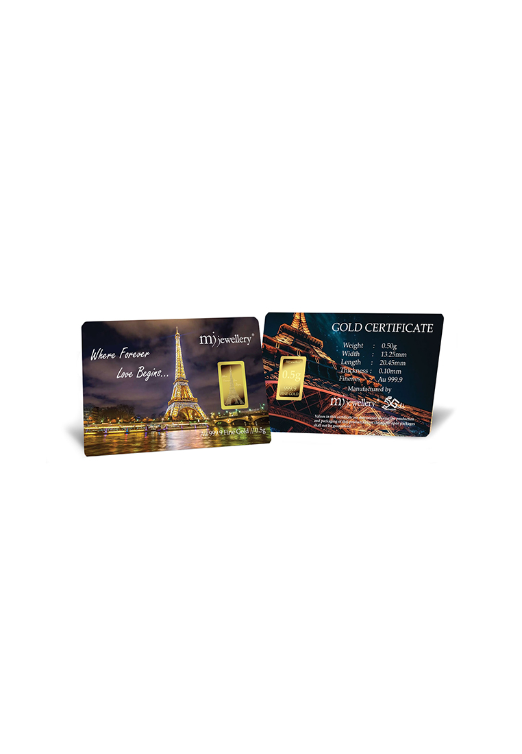 MJ Jewellery 5G Gold Collection 999.9/24K Eiffel Tower Series Gold Bar (0.5g)