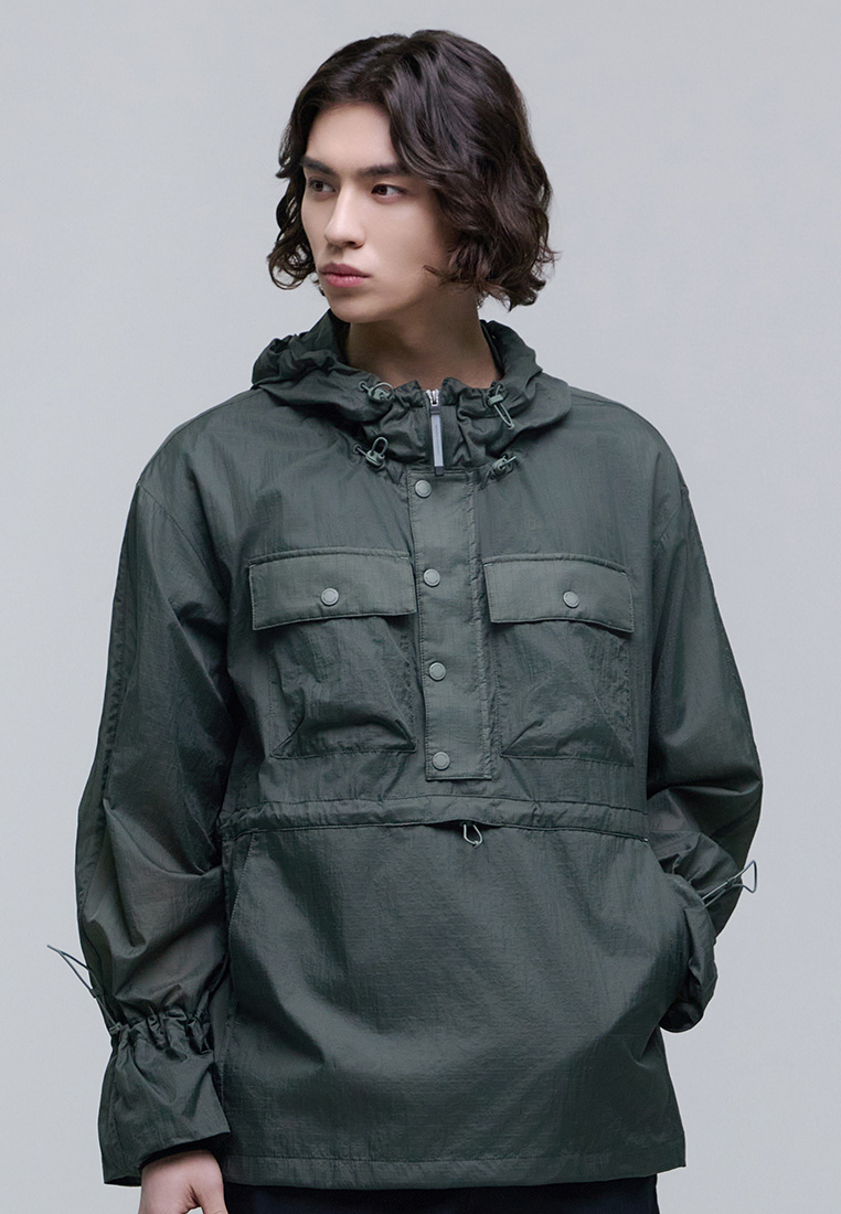 National Geographic Unisex NRN Out Pocket Shirring Hooded Anorak Jacket