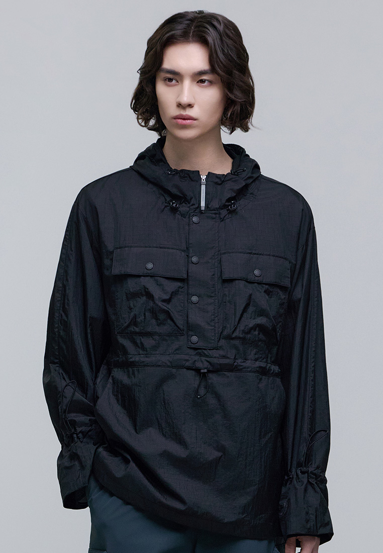 National Geographic Unisex NRN Out Pocket Shirring Hooded Anorak Jacket