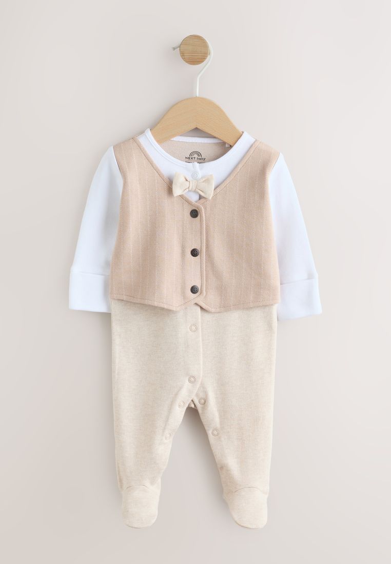 NEXT Smart Bow Tie Baby Sleepsuit