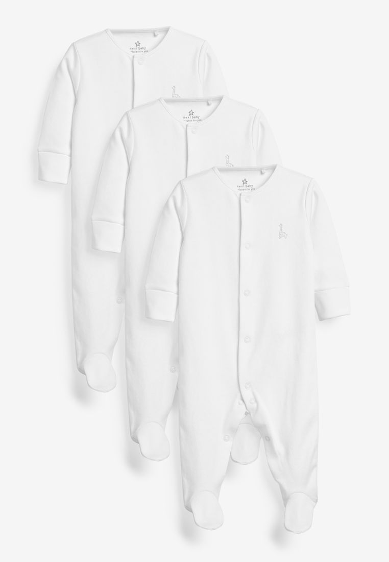 NEXT 3 Pack Cotton Baby Sleepsuits