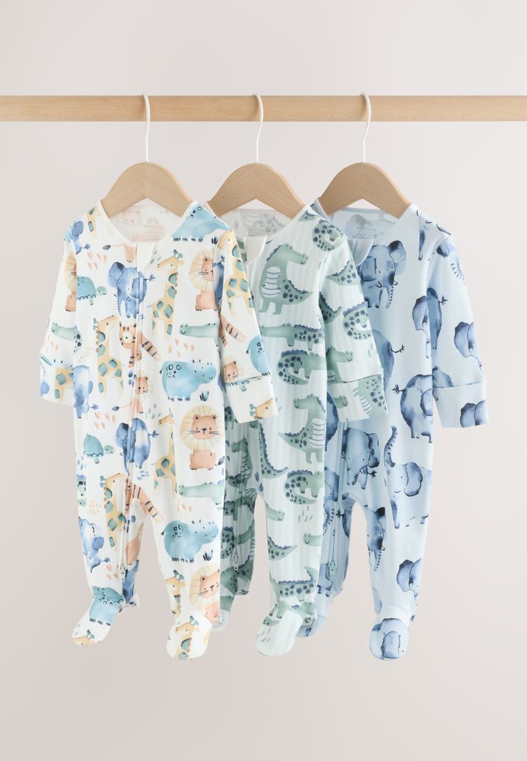 NEXT Two Way Zip Baby Sleepsuits 3 Pack