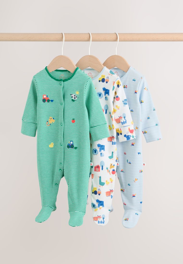 NEXT 3 Pack Baby Sleepsuits