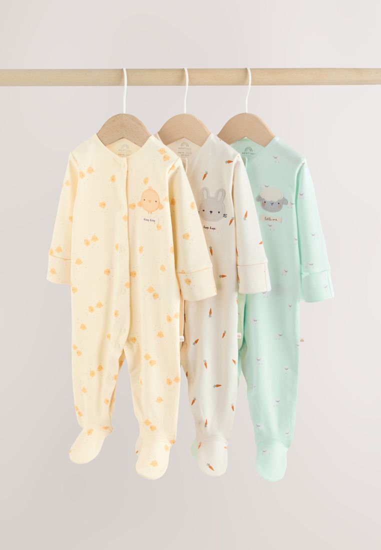 NEXT 3 Pack Baby Sleepsuits
