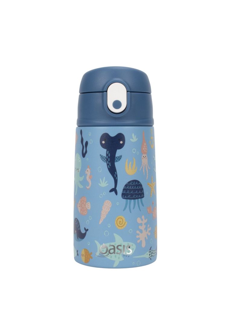 Oasis Oasis Kids Water Bottle with Sipper Silicone Straw 400ML - Marine Mania