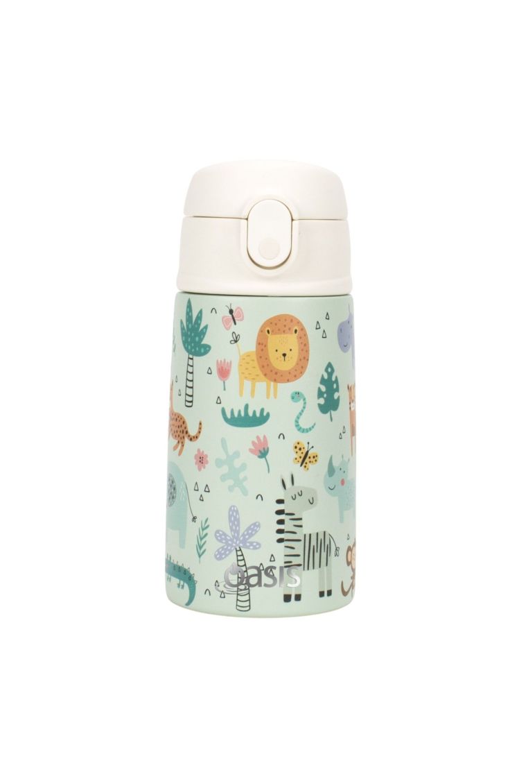 Oasis Oasis Kids Water Bottle with Sipper Silicone Straw 400ML - Wildlife Wonders