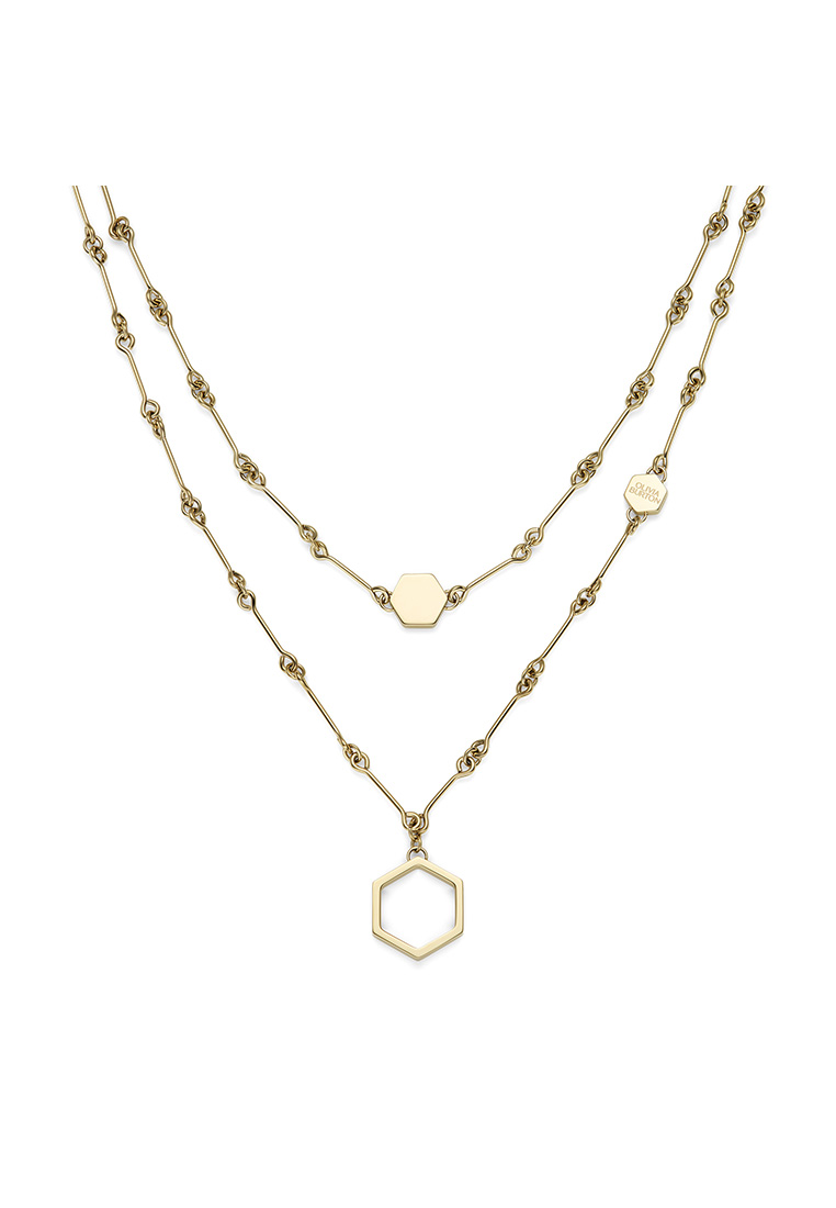 Olivia Burton HONEYCOMB CLASSIC Women's Bracelet IONIC PLATED THIN GOLD STEEL Strap - Dial 24100306