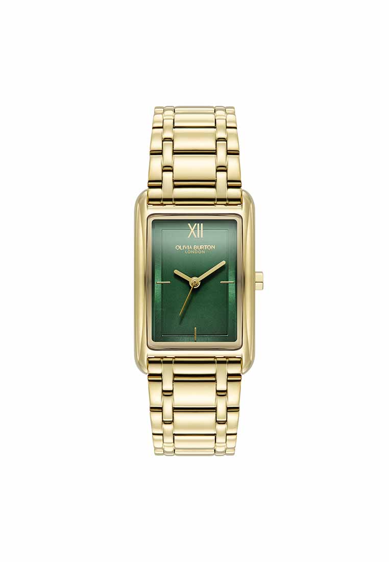 Olivia Burton Grove Women's Watch Ionic Plated Thin Gold Steel Strap - Green Dial 24000195
