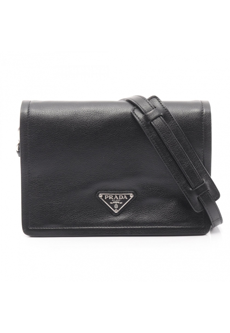 PRADA Pre-Loved Prada GLACE'CALF Shoulder bag leather black