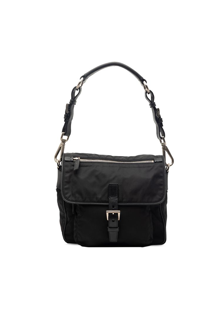 Prada Pre-Loved Prada Saffiano Trimmed Tessuto Shoulder Bag