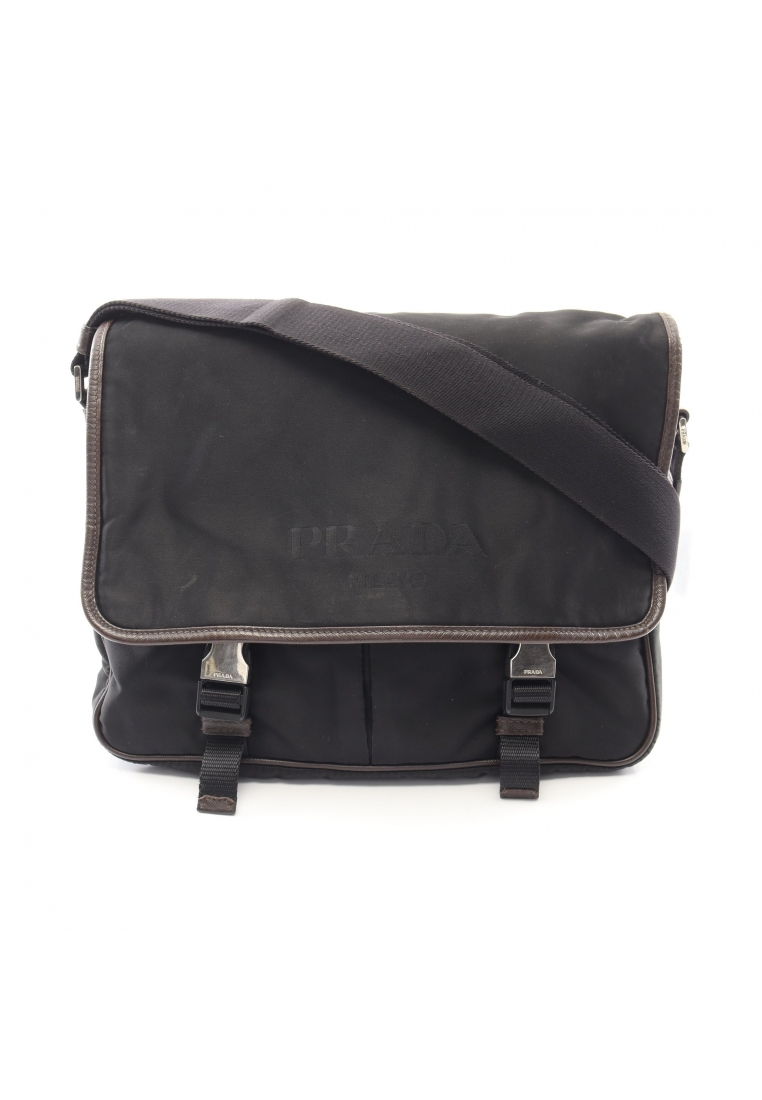 Prada Pre-Loved Prada Shoulder bag canvas Saffiano leather black Dark brown