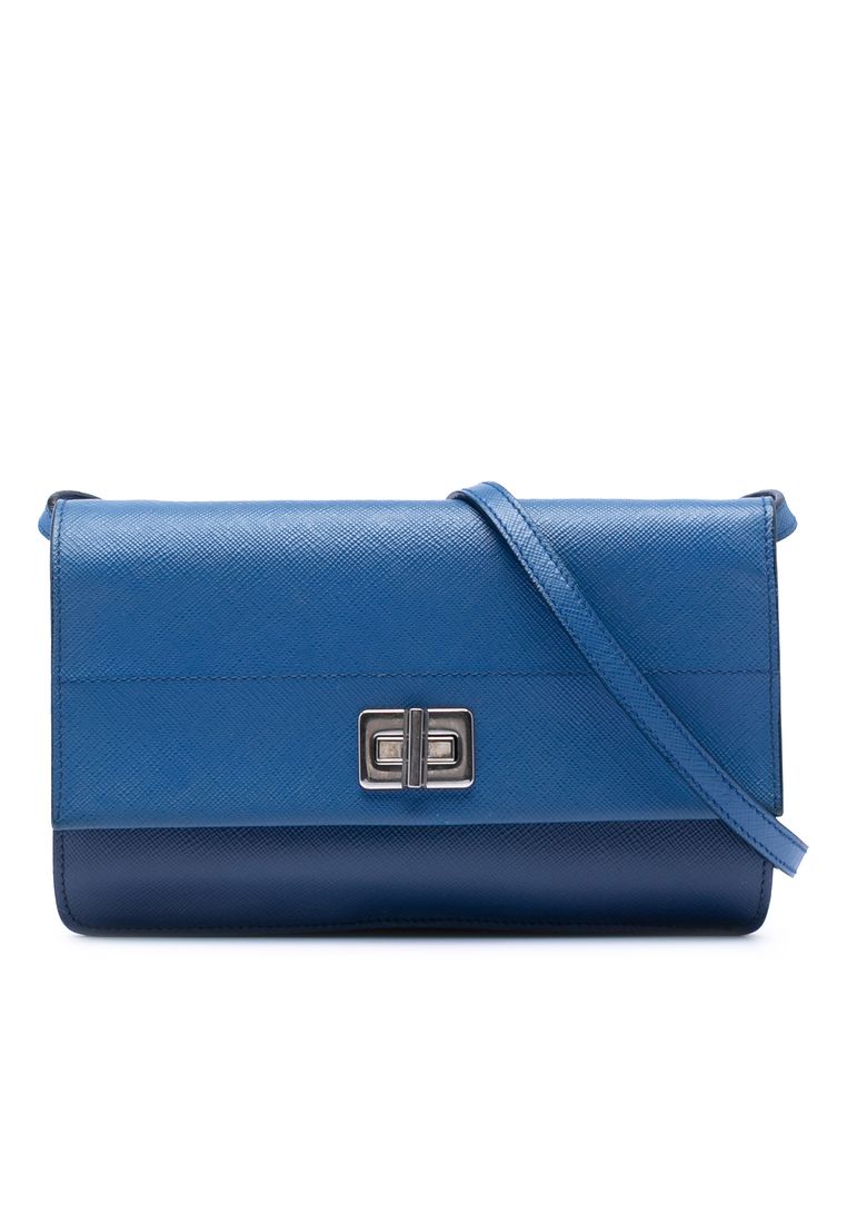 Prada Pre-Loved Prada Saffiano Turn Lock Wallet On Strap