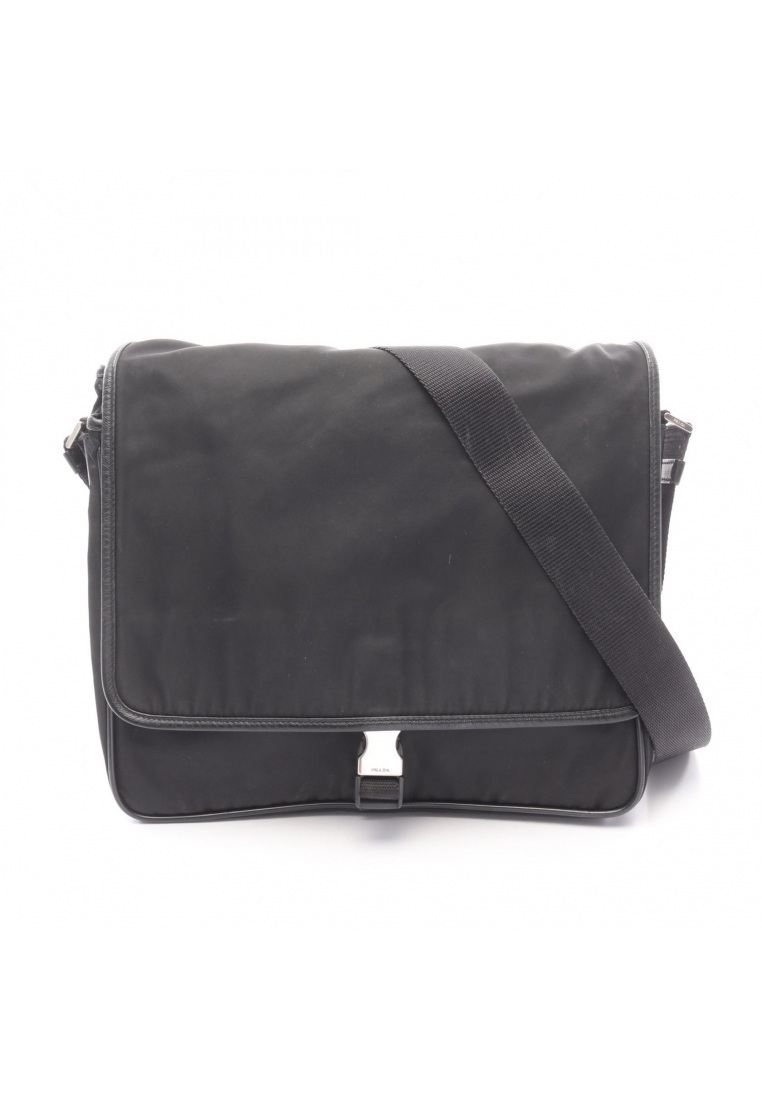 Prada Pre-Loved Prada Messenger bag Shoulder bag Nylon Saffiano leather black
