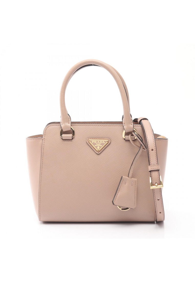 PRADA Pre-Loved Prada SAFFIANO ＋ SOFT C Handbag Saffiano leather Gray beige 2WAY