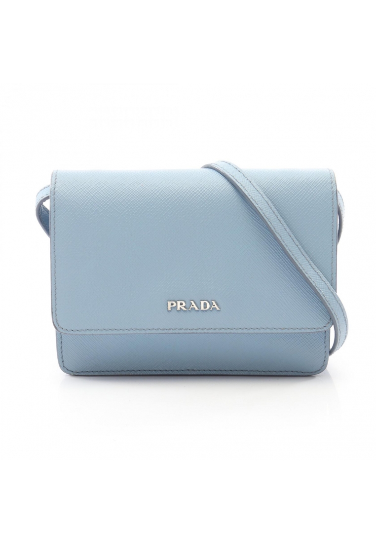 Prada Pre-Loved Prada shoulder wallet Saffiano leather Light blue
