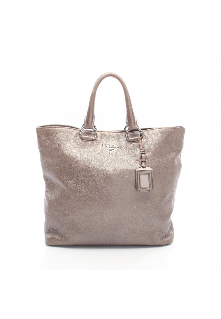 PRADA Pre-Loved Prada Handbag tote bag leather Gray brown metallic