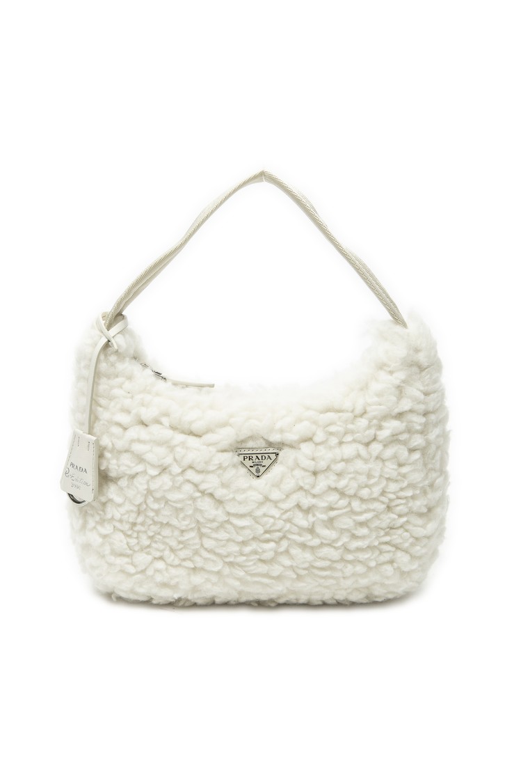 Prada Pre-Loved Mini Shearling Zip Hobo