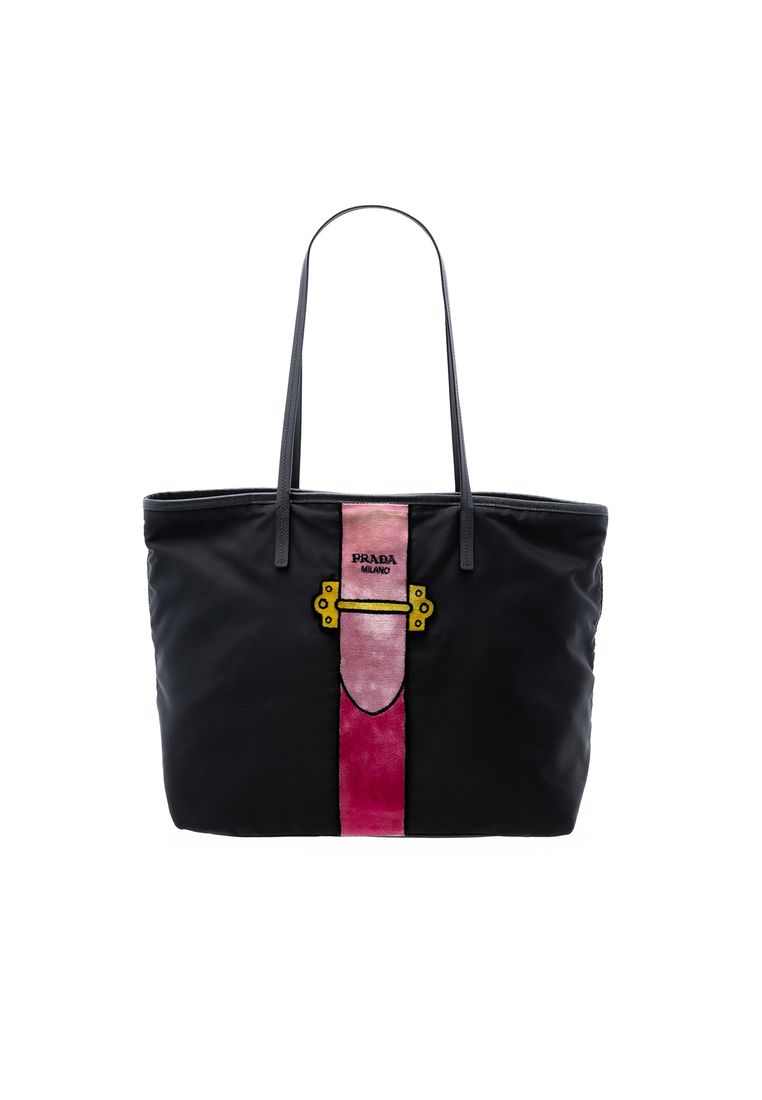 Prada Pre-Loved Prada Tessuto Velluto Ricamo Trompe L Oeil Tote