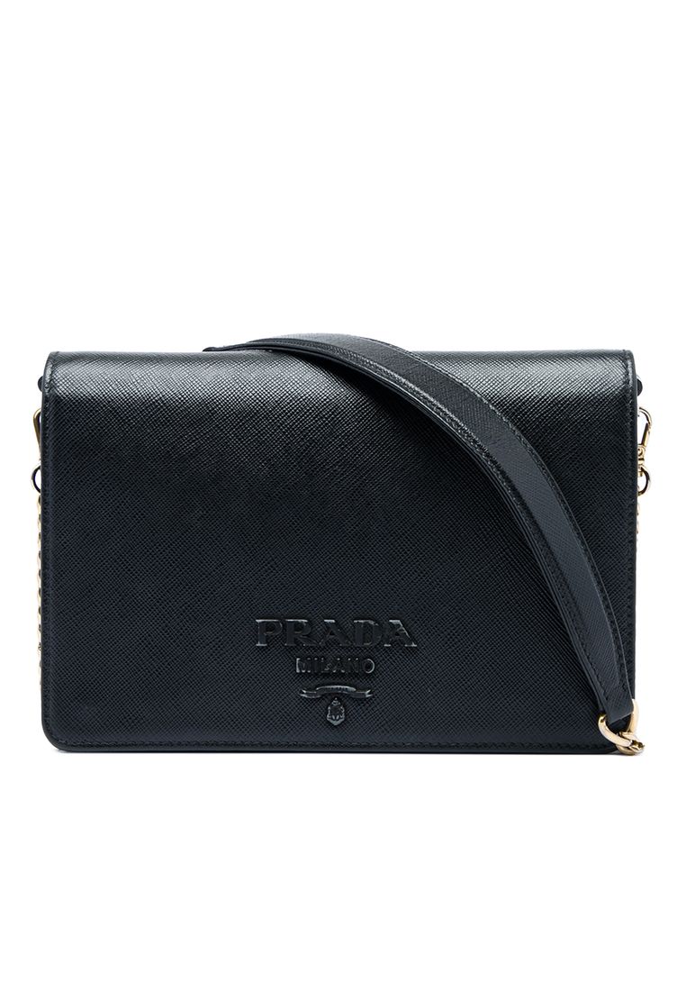 Prada Pre-Loved Prada Saffiano Lux Monochrome Wallet On Chain