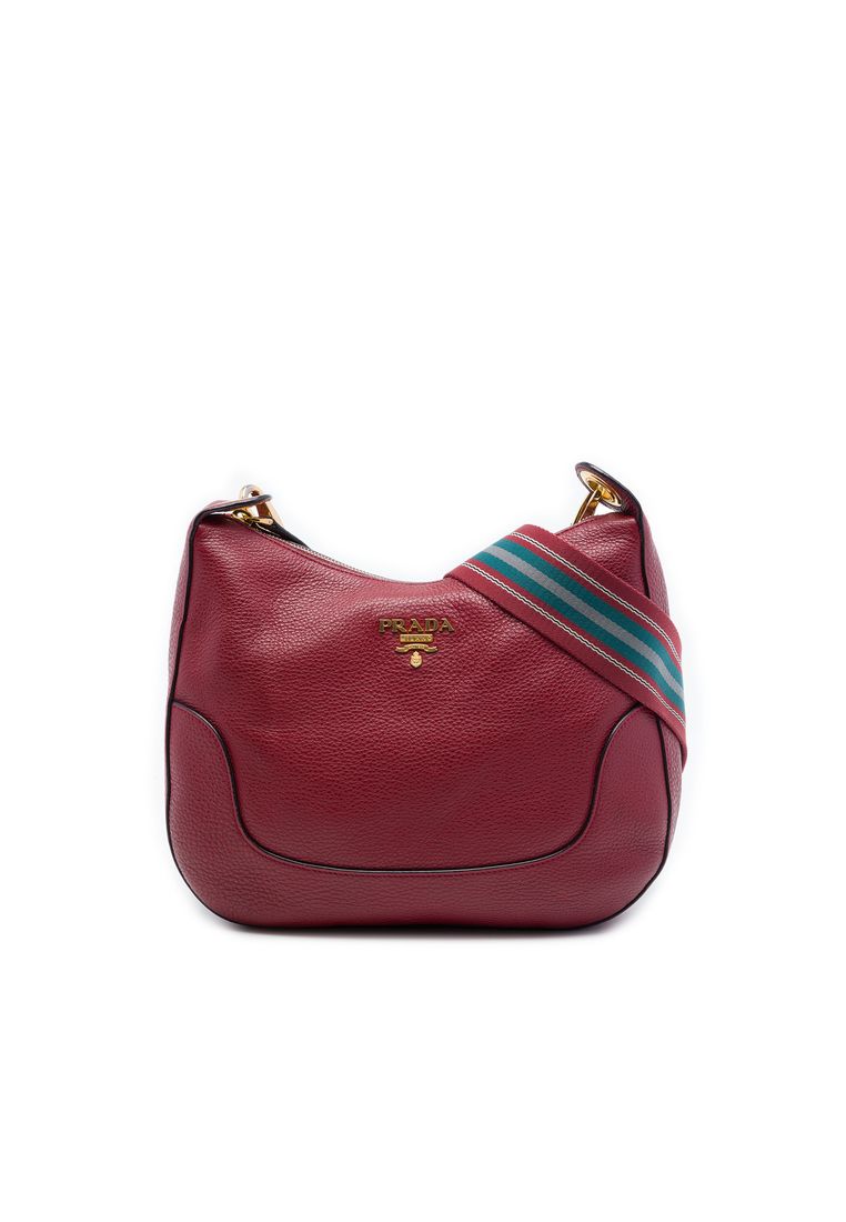 Prada Pre-Loved Prada Vitello Daino Zippered Messenger Hobo