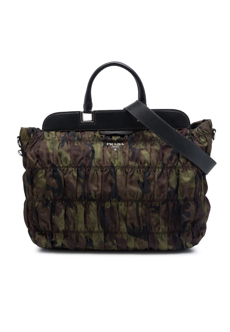 Prada Pre-Loved Prada Tessuto Gaufre Camouflage Frame Satchel