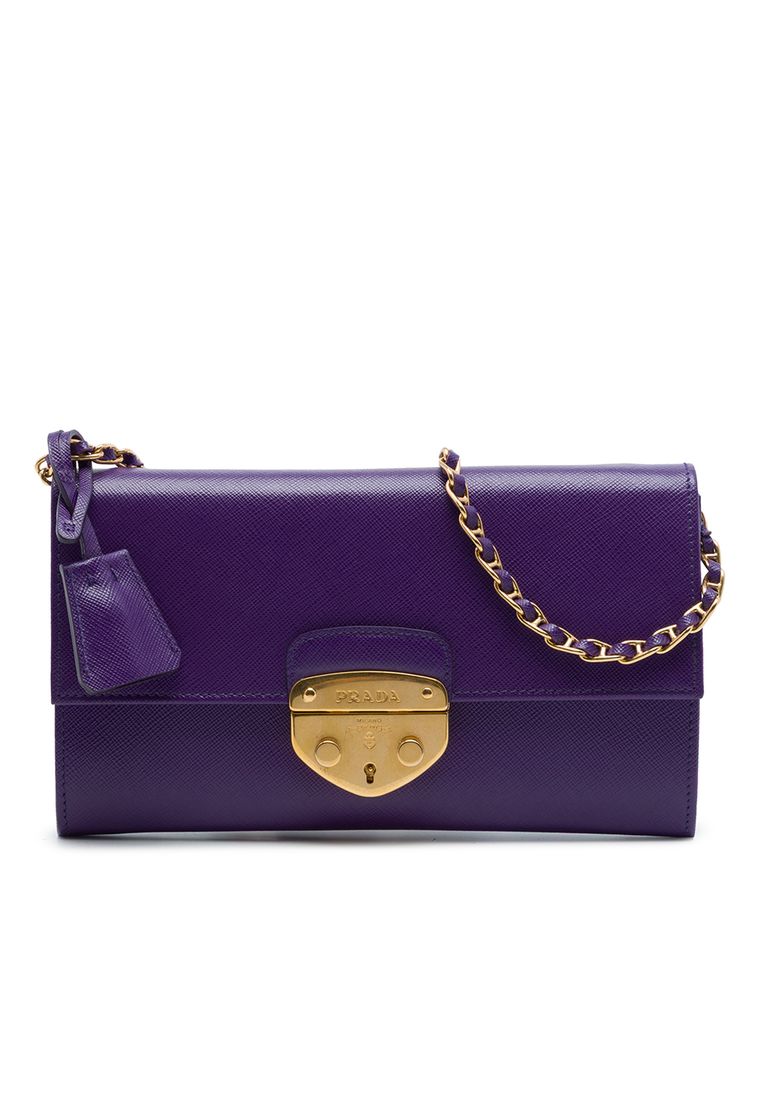 Prada Pre-Loved Prada Saffiano Sound Lock Wallet On Chain
