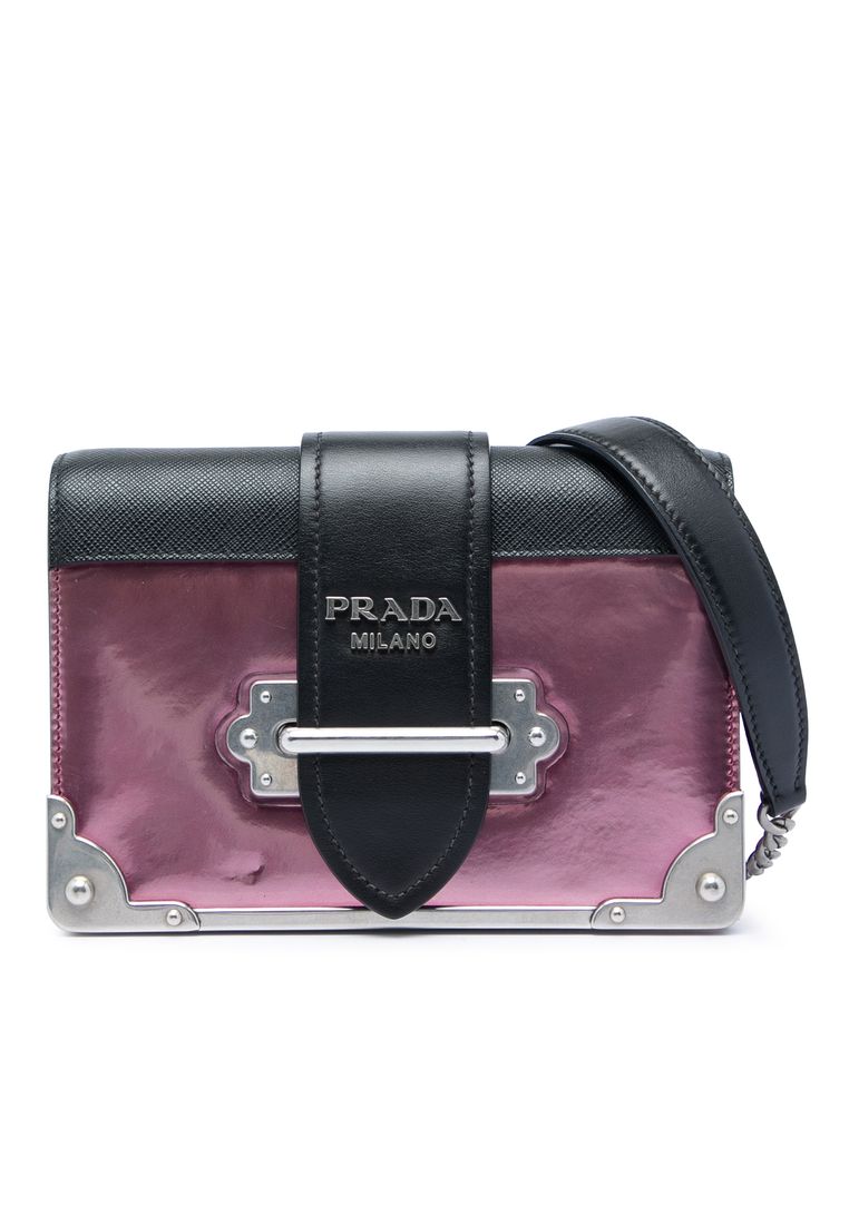 Prada Pre-Loved Prada Saffiano Trimmed Metallic Vitello Cahier Bag