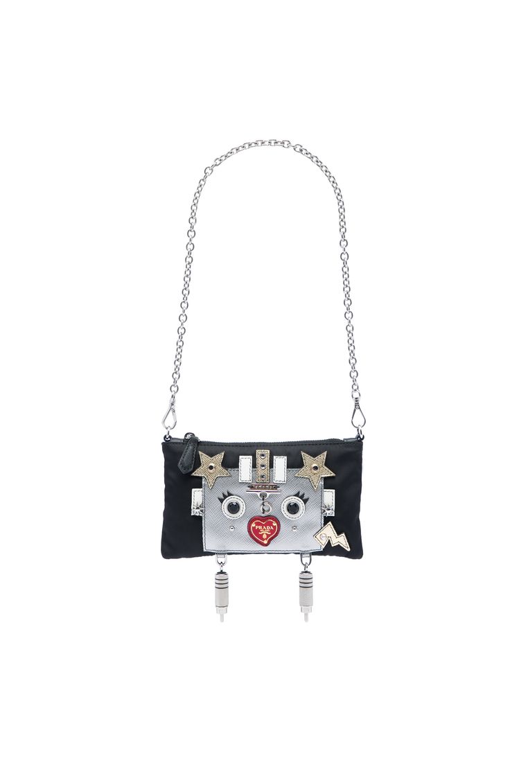 Prada Pre-Loved Prada Tessuto Saffiano Robot Chain Shoulder Bag