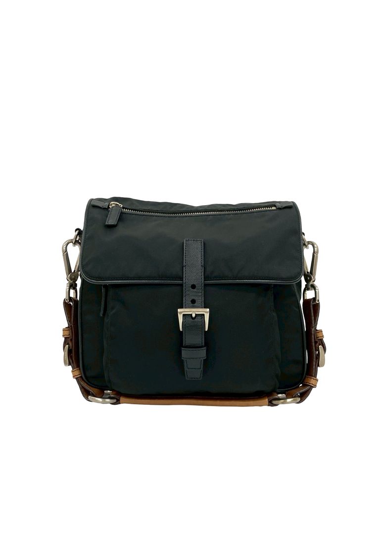 Prada Pre-Loved Prada Saffiano Trimmed Tessuto Shoulder Bag