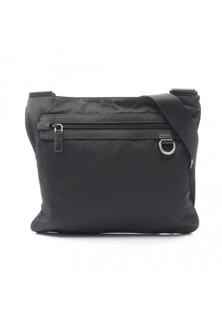 Prada Pre-Loved Prada triangle logo Shoulder bag Nylon Saffiano leather black