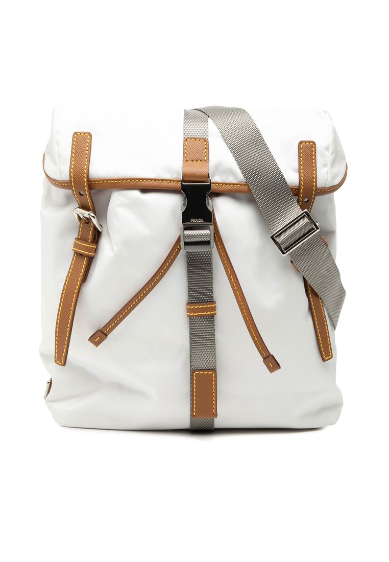 Prada Pre-Loved Prada Saffiano Trimmed Tessuto Triple Buckle Messenger Bag