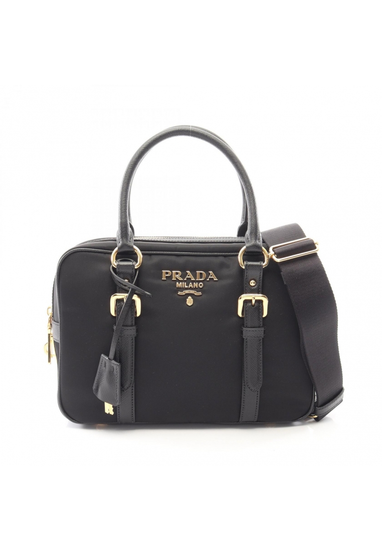 PRADA Pre-Loved Prada TESSUTO＋SAFFIANO 2WAY Handbag Nylon Saffiano leather black
