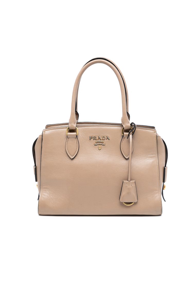 Prada Pre-Loved Prada Small City Calf Trimmed Saffiano Top Handle Bag