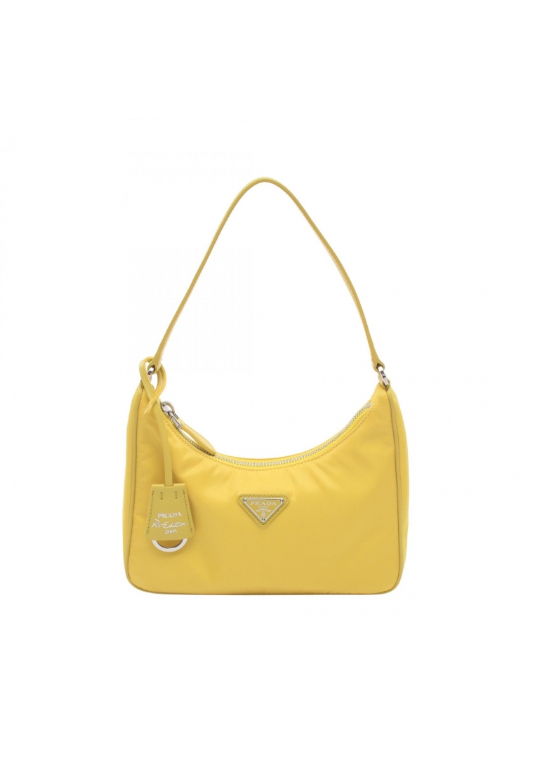 Prada Pre-Loved Prada TESSUTO＋SAFFIANO Handbag Nylon Saffiano leather yellow