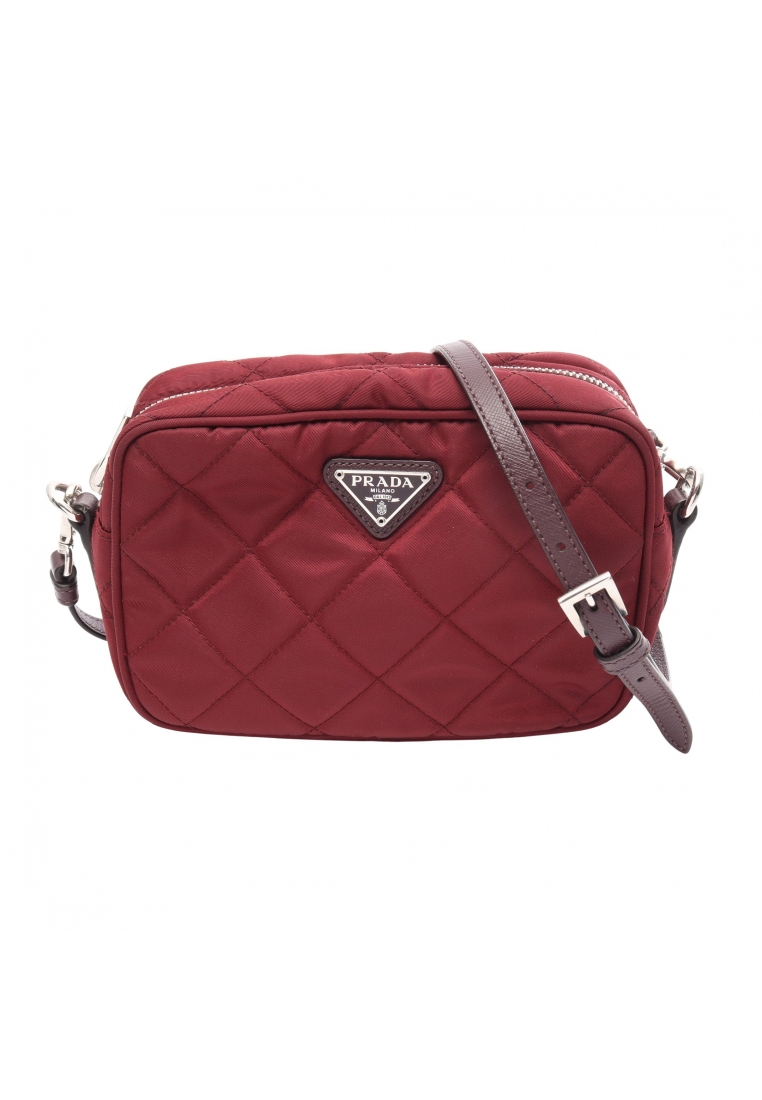 Prada Pre-Loved Prada Shoulder bag Nylon Saffiano leather Burgundy