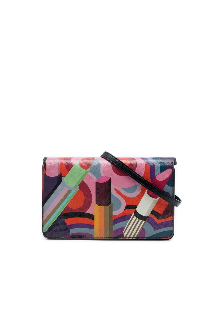 Prada Pre-Loved Prada Saffiano Lipstick Print Wallet On Strap