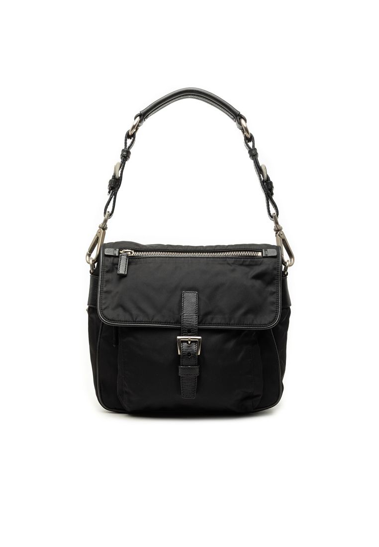 Prada Pre-Loved Prada Saffiano Trimmed Tessuto Shoulder Bag
