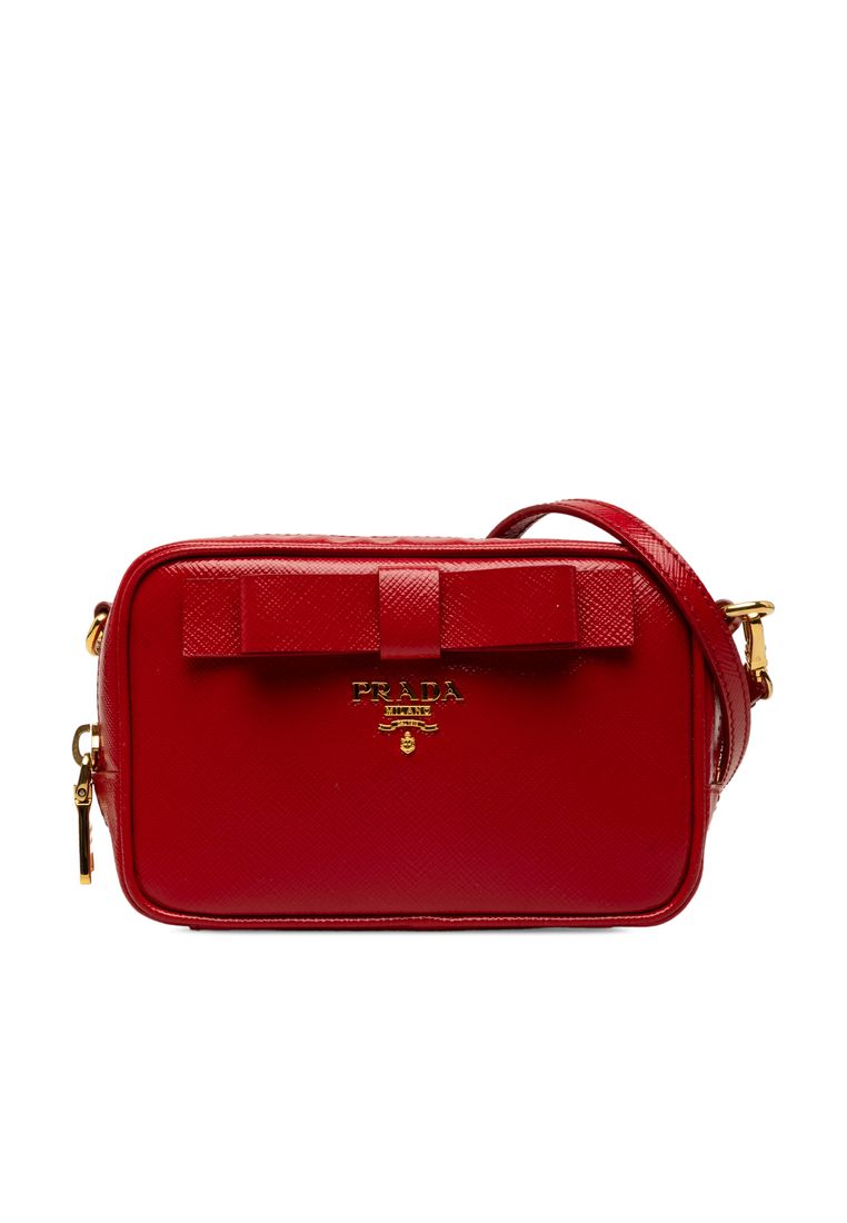 Prada Pre-Loved Prada Saffiano Vernice Bow Camera Bag