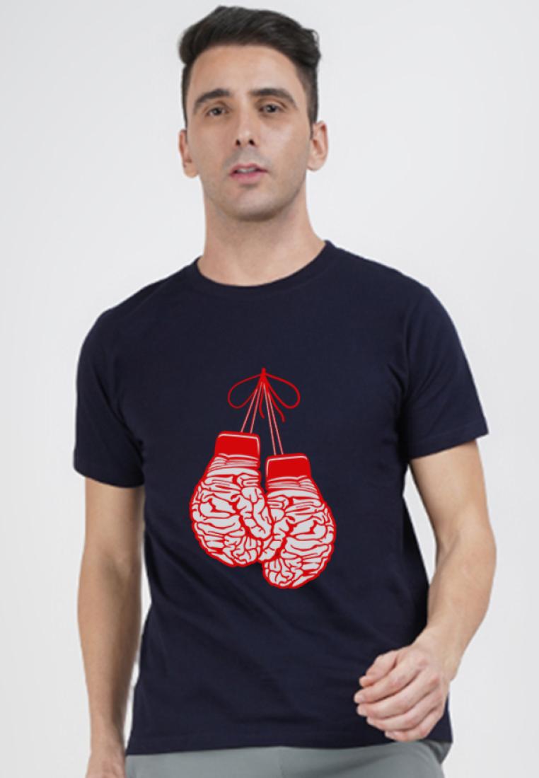 QuirkyT Gloves Cotton Blue Short Sleeve Comfortable Training/Workout Tee